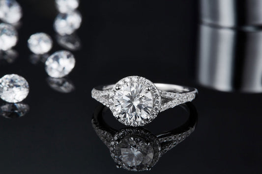 3 CT Round Shaped Moissanite Engagement Ring In Halo & Pave Design