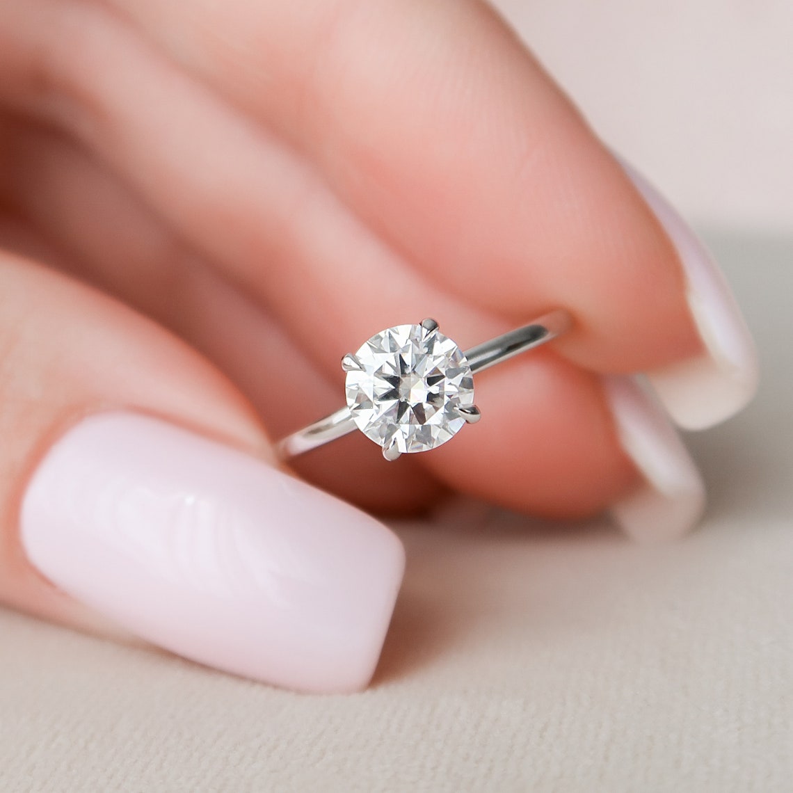 1 CT Round Hidden Halo Moissanite Engagement Ring