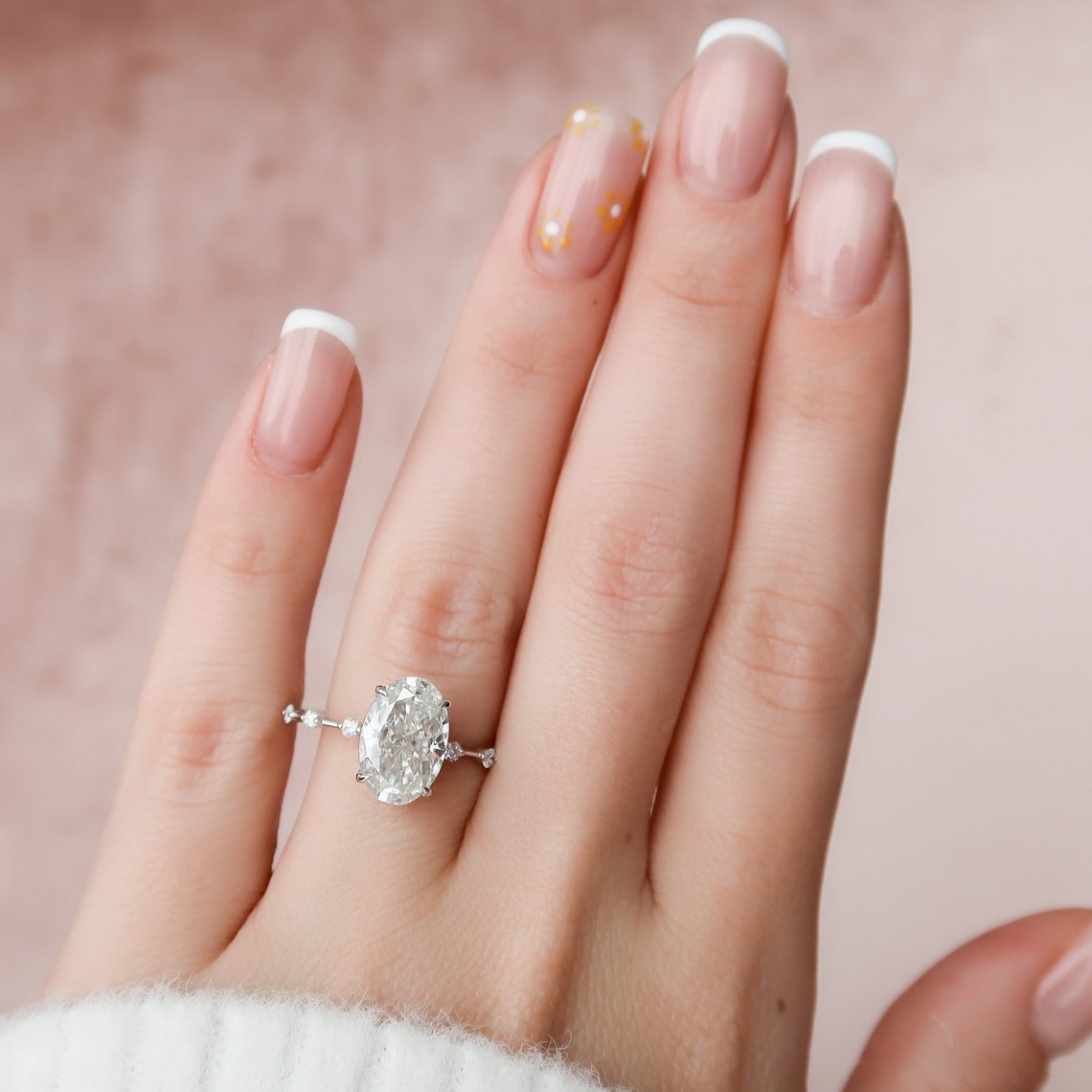 3.5 CT Oval Dainty Moissanite Engagement Ring
