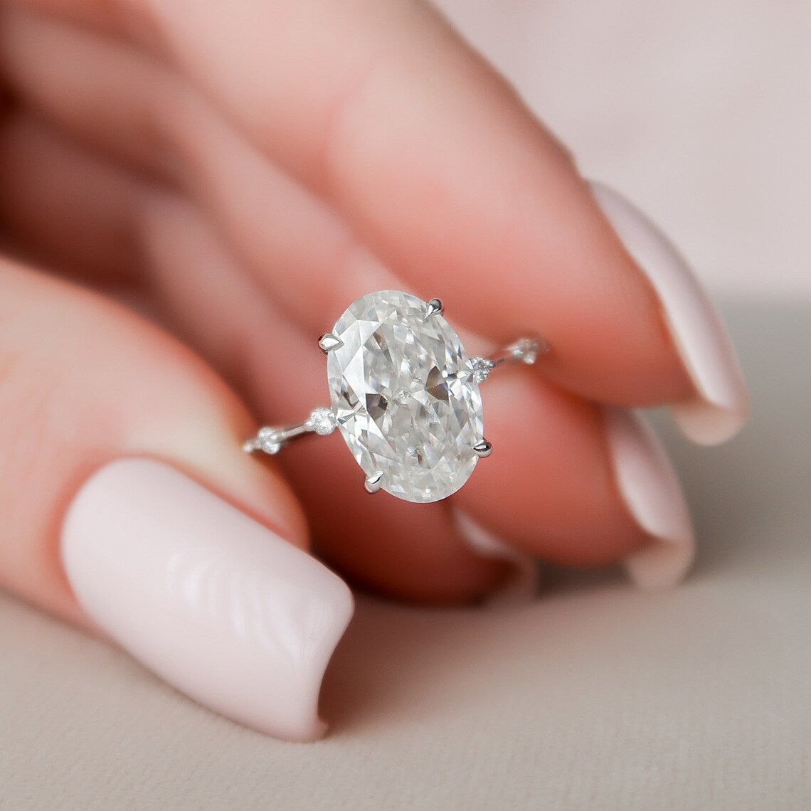3.5 CT Oval Dainty Moissanite Engagement Ring