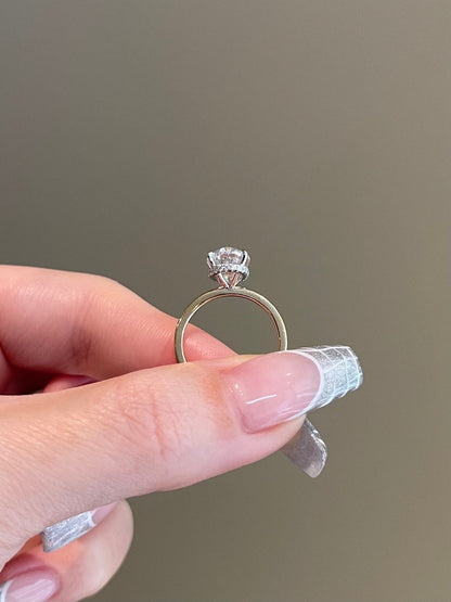 2.5 CT Oval Shaped Moissanite Engagement Ring In Hidden Halo Design
