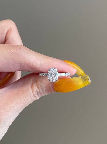 1.5 CT Oval Shaped Moissanite Engagement Ring In Pave Design