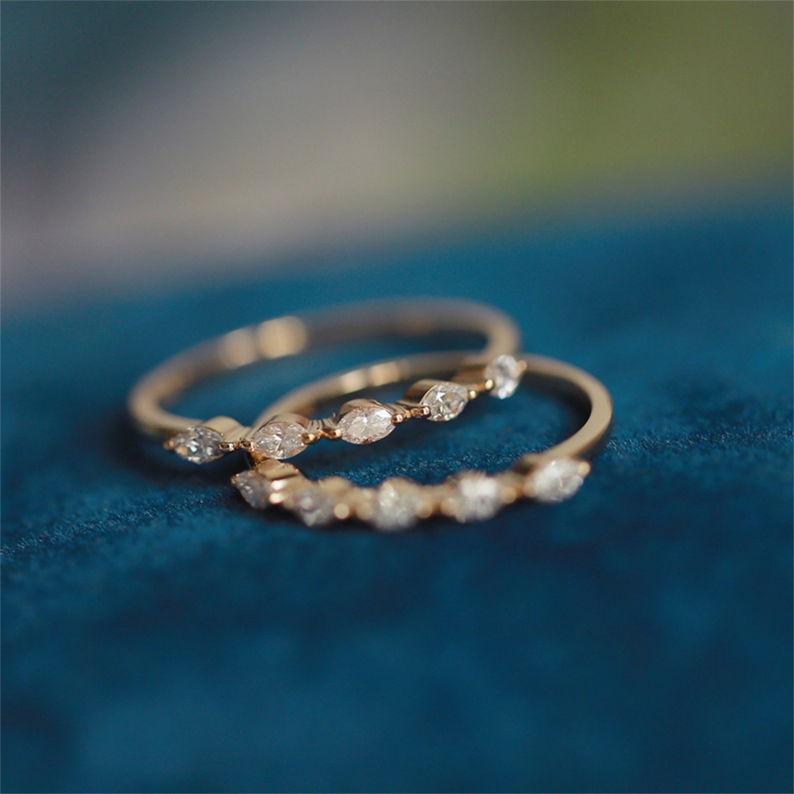 0.2 TCW Marquise Half Eternity Moissanite Wedding Band