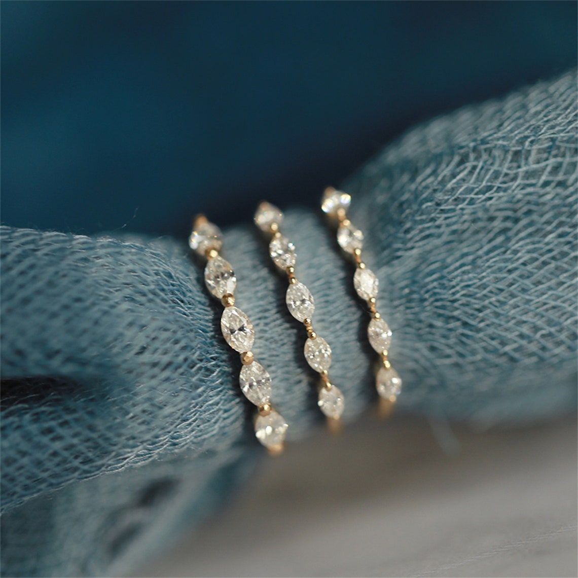 0.2 TCW Marquise Half Eternity Moissanite Wedding Band