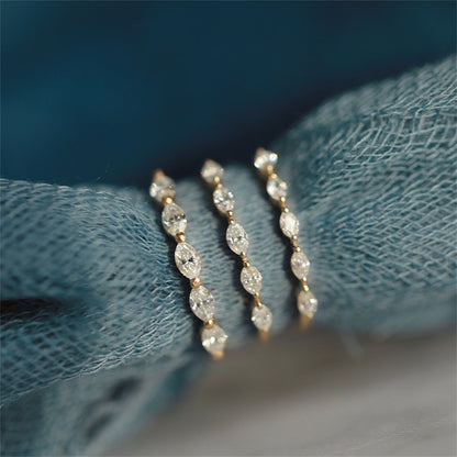 0.2 TCW Marquise Half Eternity Moissanite Wedding Band