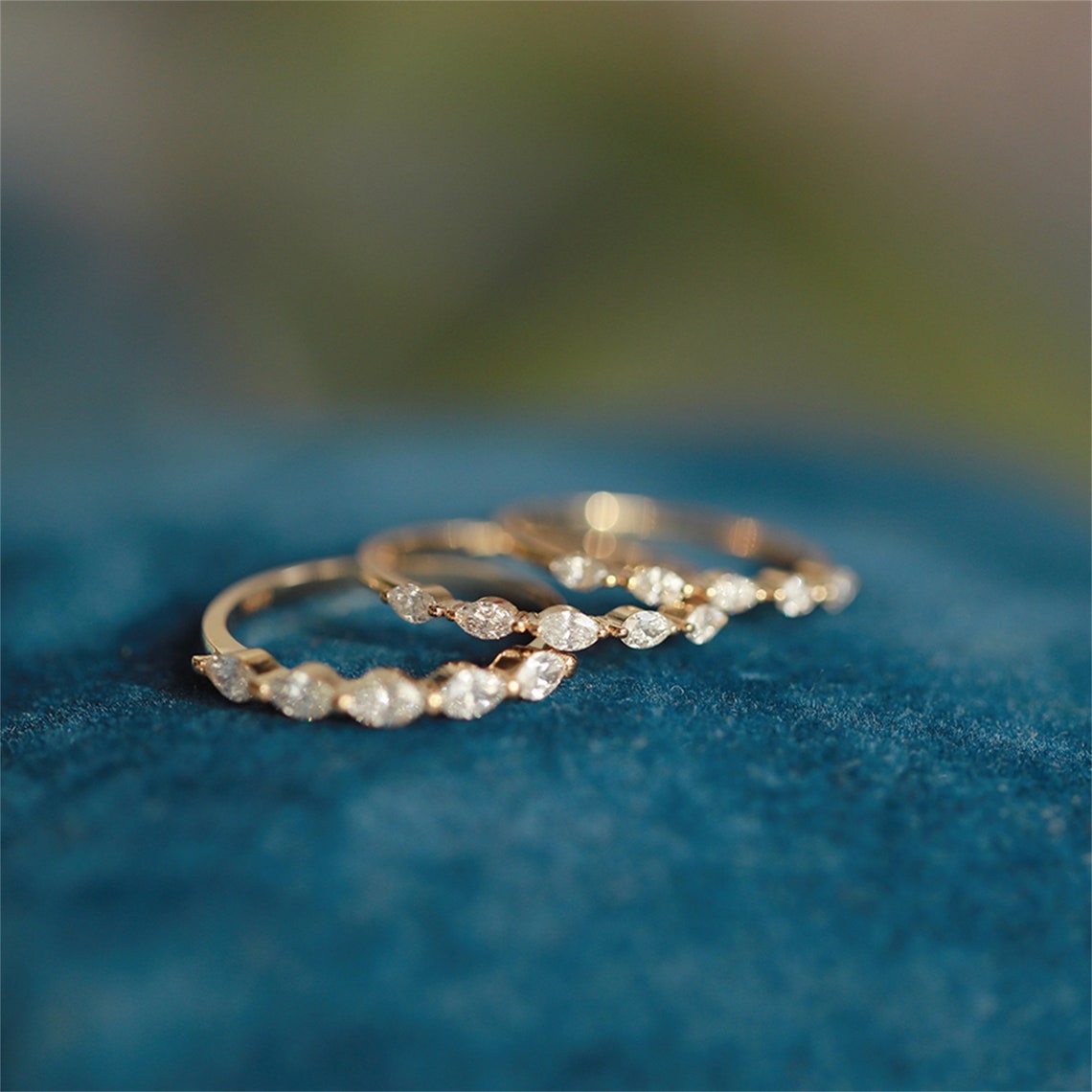 0.2 TCW Marquise Half Eternity Moissanite Wedding Band