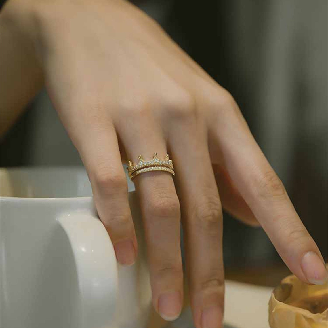 0.7 TCW Round Crown Moissanite Wedding Band