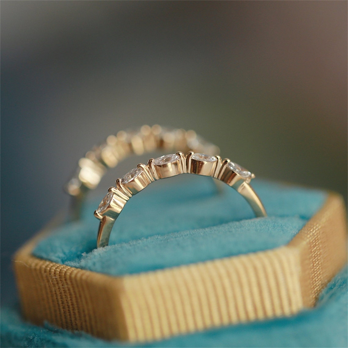 0.2 TCW Marquise Half Eternity Moissanite Wedding Band