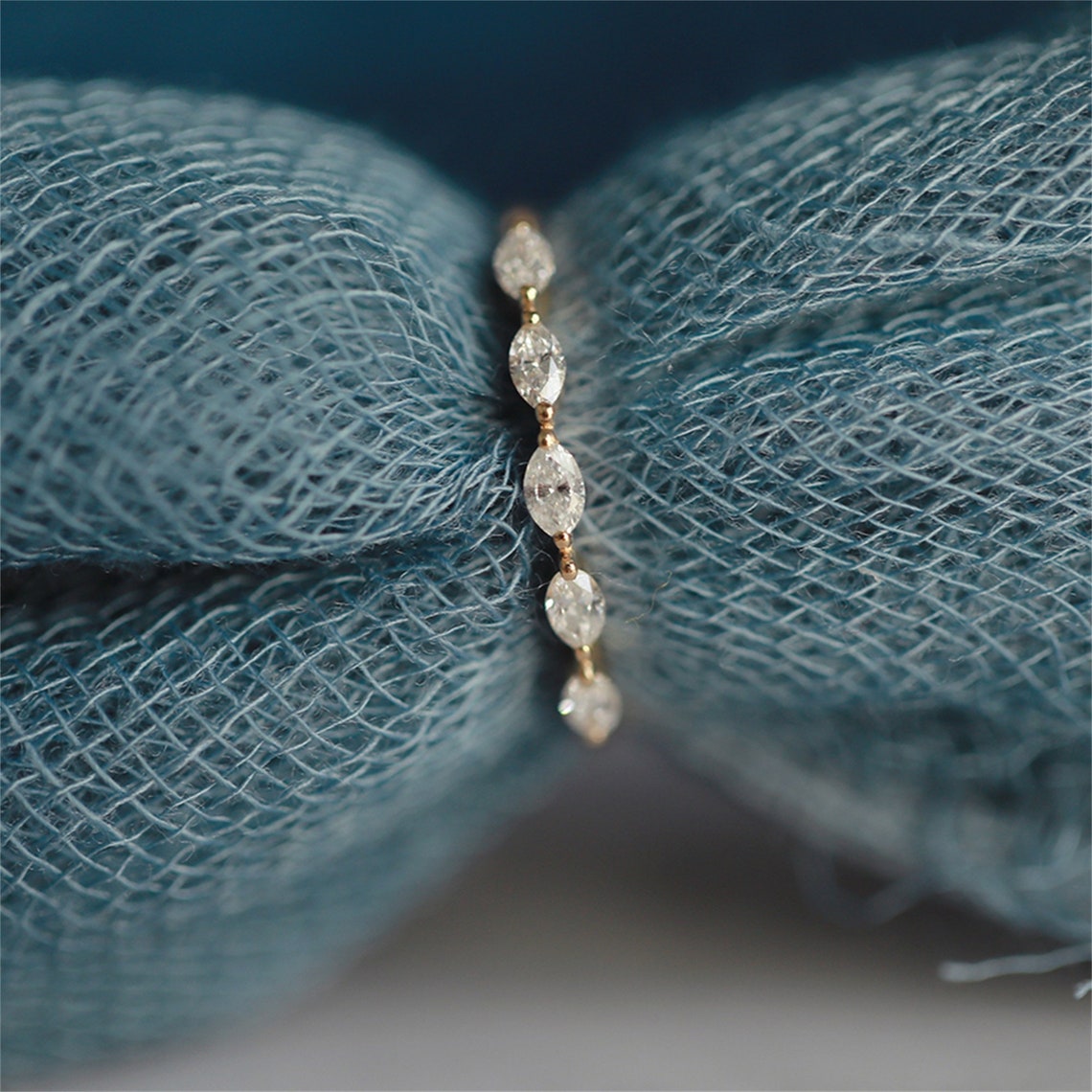0.2 TCW Marquise Half Eternity Moissanite Wedding Band