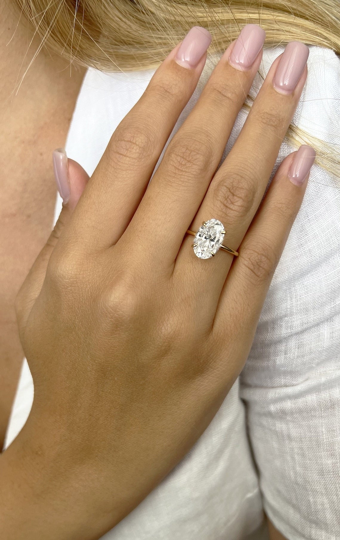 3.0 CT Oval Moissanite Hidden Halo Engagement Ring - farrellouise