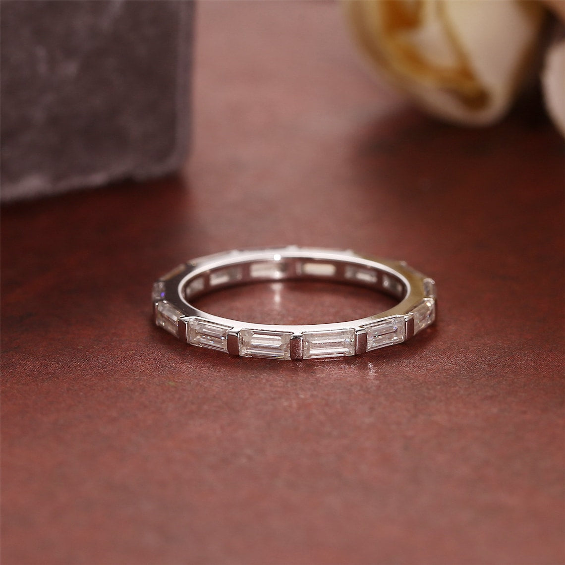 1.4 TCW Baguette Full Eternity Moissanite Wedding Band