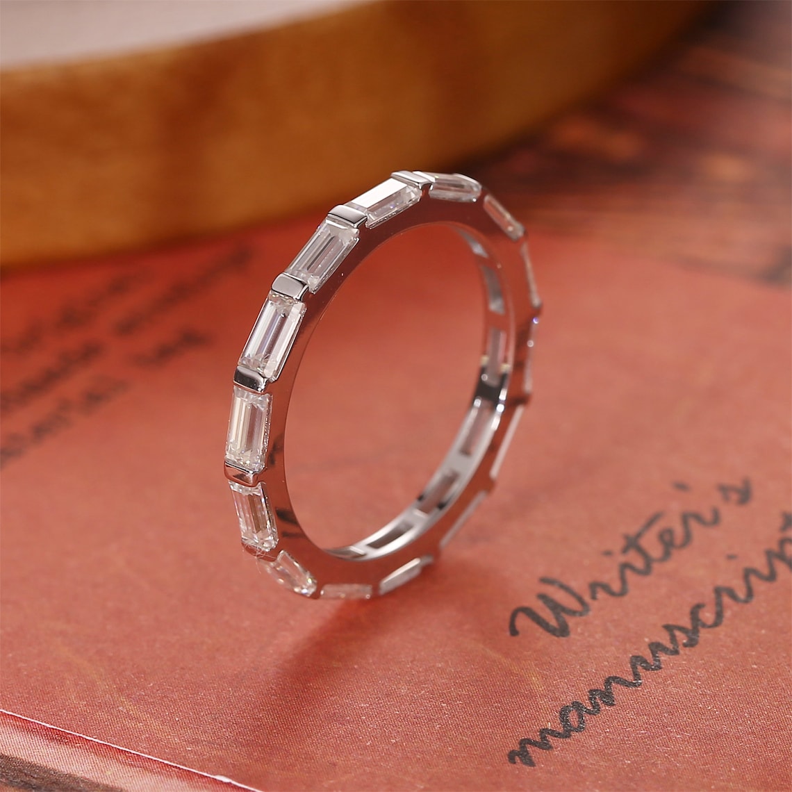 1.4 TCW Baguette Full Eternity Moissanite Wedding Band
