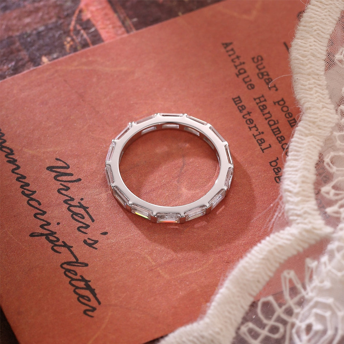1.4 TCW Baguette Full Eternity Moissanite Wedding Band