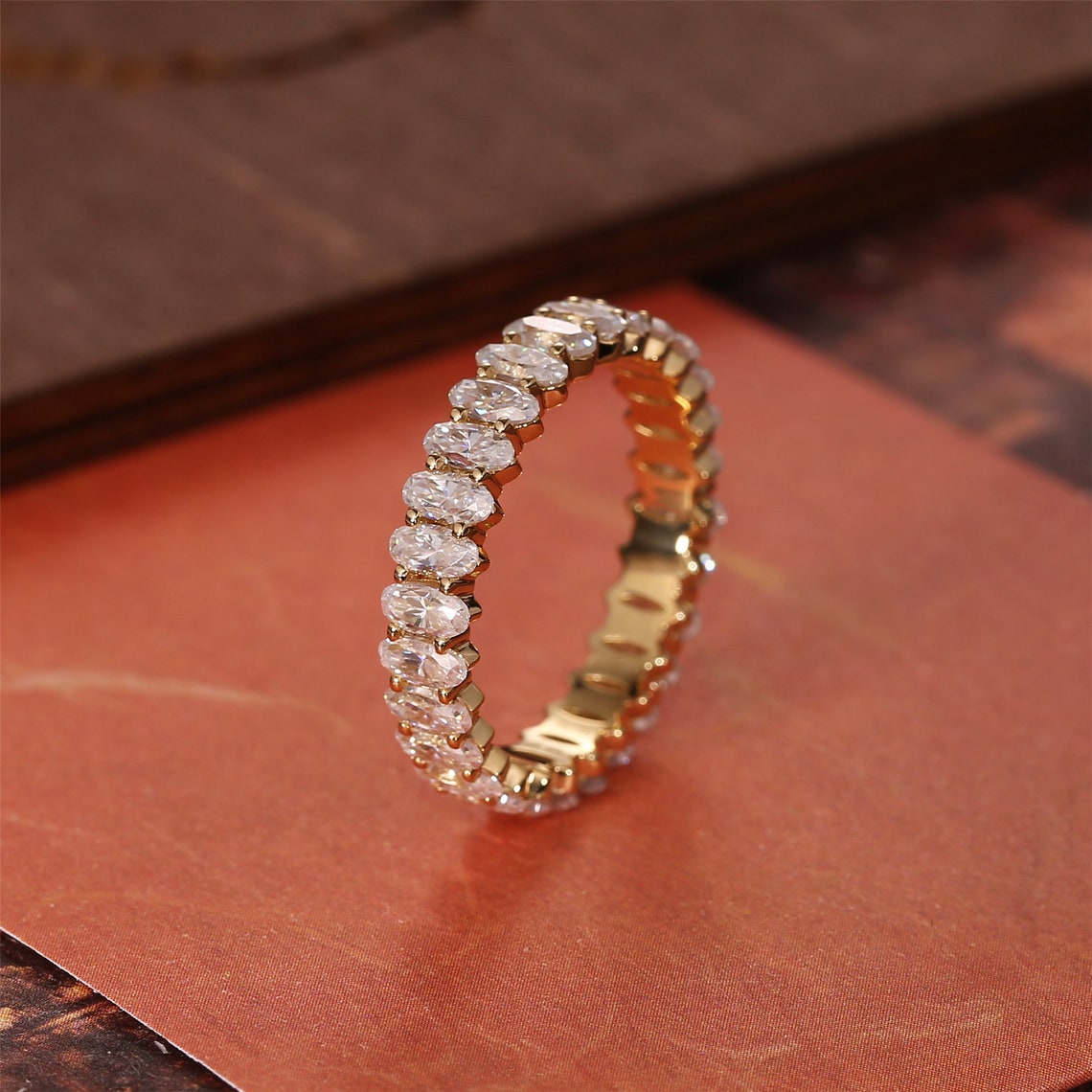 1.2 TCW Oval Full Eternity Moisssanite Wedding Band