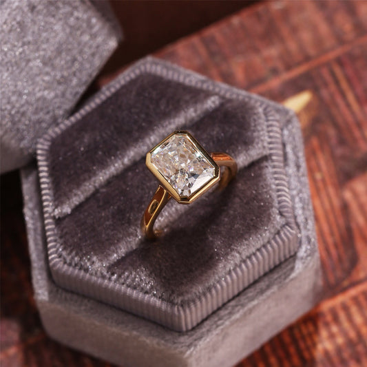 3 CT Radiant Bezel Moissanite Engagement Ring