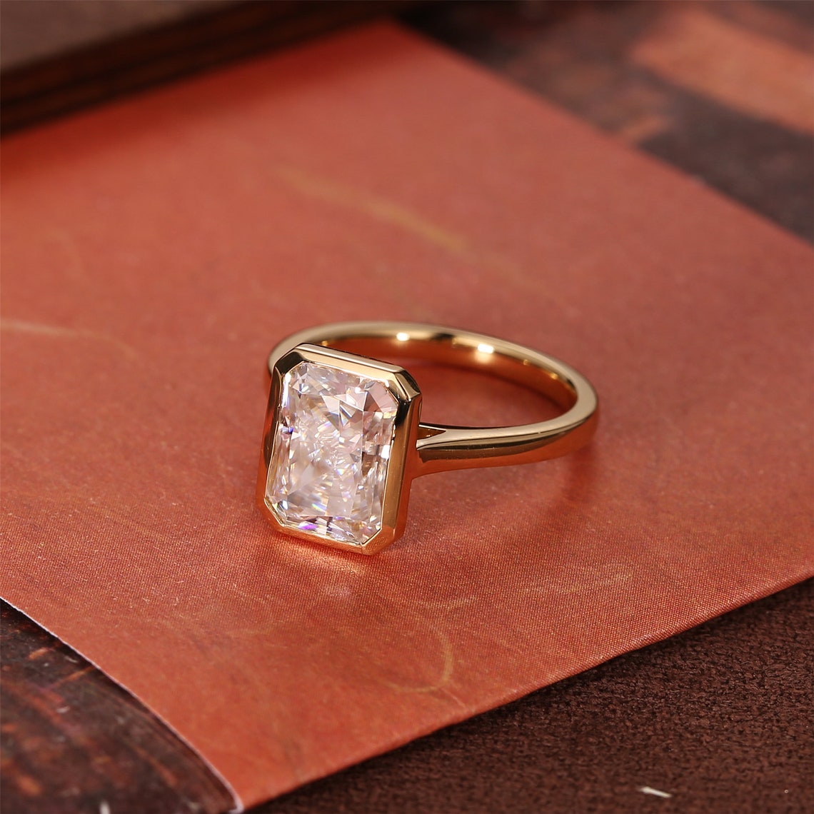 3 CT Radiant Bezel Moissanite Engagement Ring