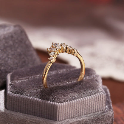 0.15 TCW Marquise Curved Moissanite Wedding Band