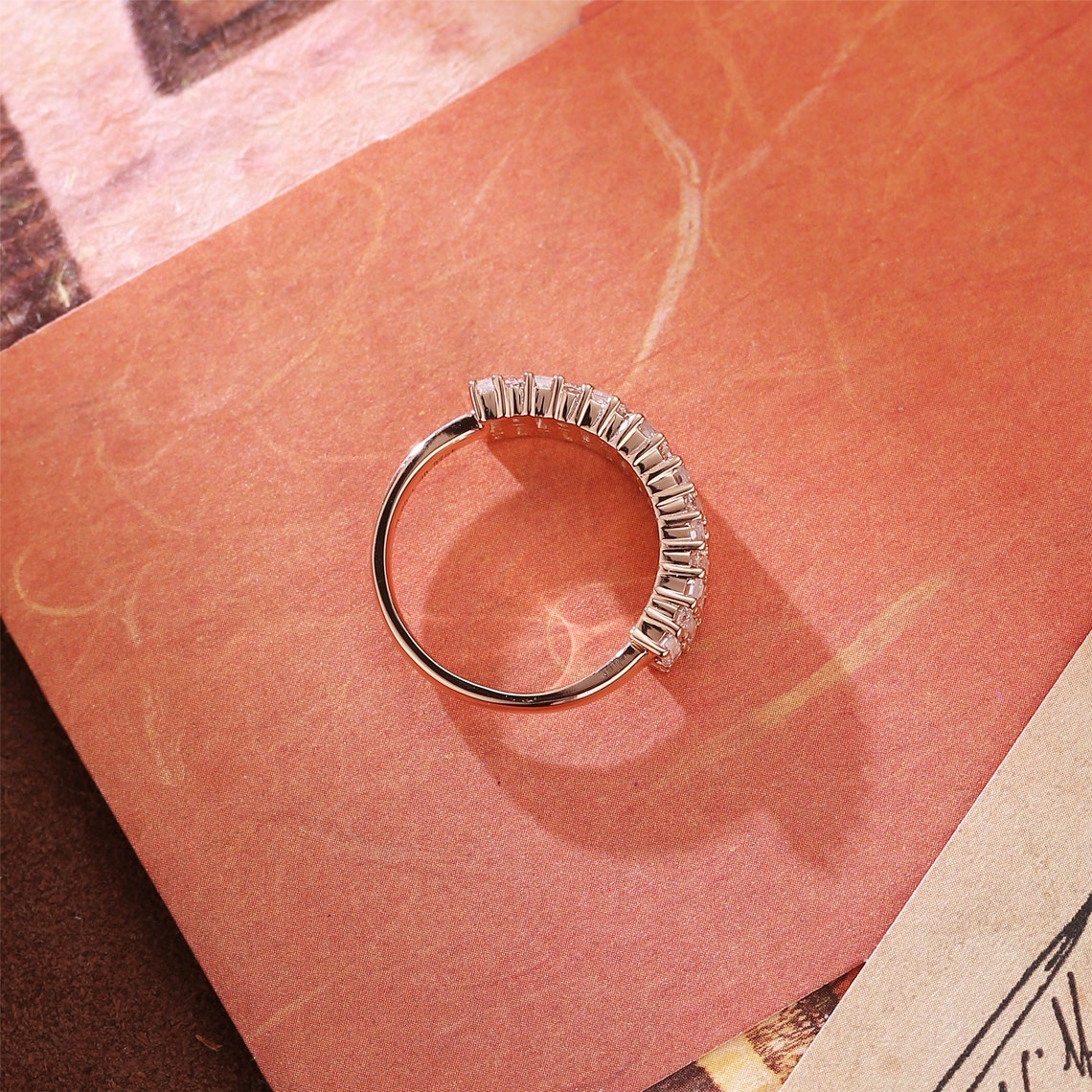 1 TCW Baguette & Round Cluster Moissanite Wedding Band