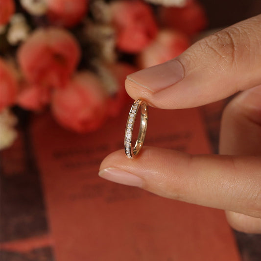 0.2 TCW Round Channel Setting Moissanite Wedding Band