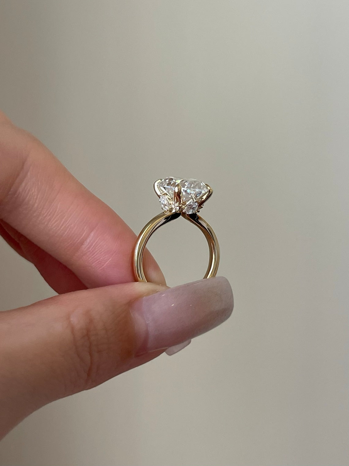 5 CT Oval Shaped Moissanite Engagement Ring In Hidden Halo Design