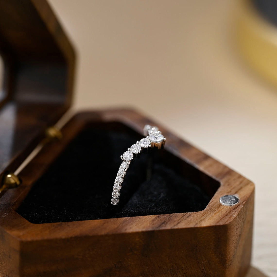 0.5 TCW Round Curved Moissanite Wedding Band