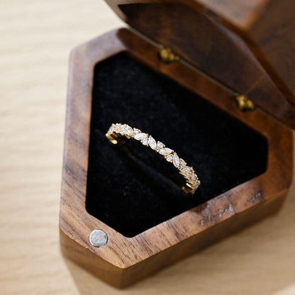 0.1 TCW Round & Marquise Cluster Moissanite Wedding Band