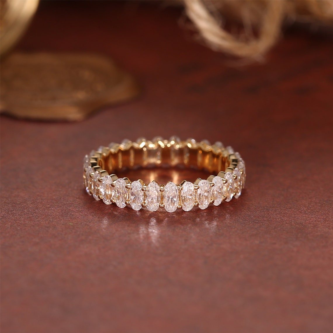 1.2 TCW Oval Full Eternity Moisssanite Wedding Band