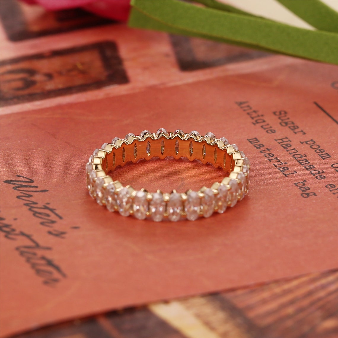 1.2 TCW Oval Full Eternity Moisssanite Wedding Band