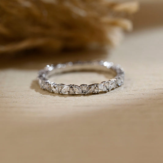 0.3 TCW Round & Marquise Full Eternity Moissanite Wedding Band