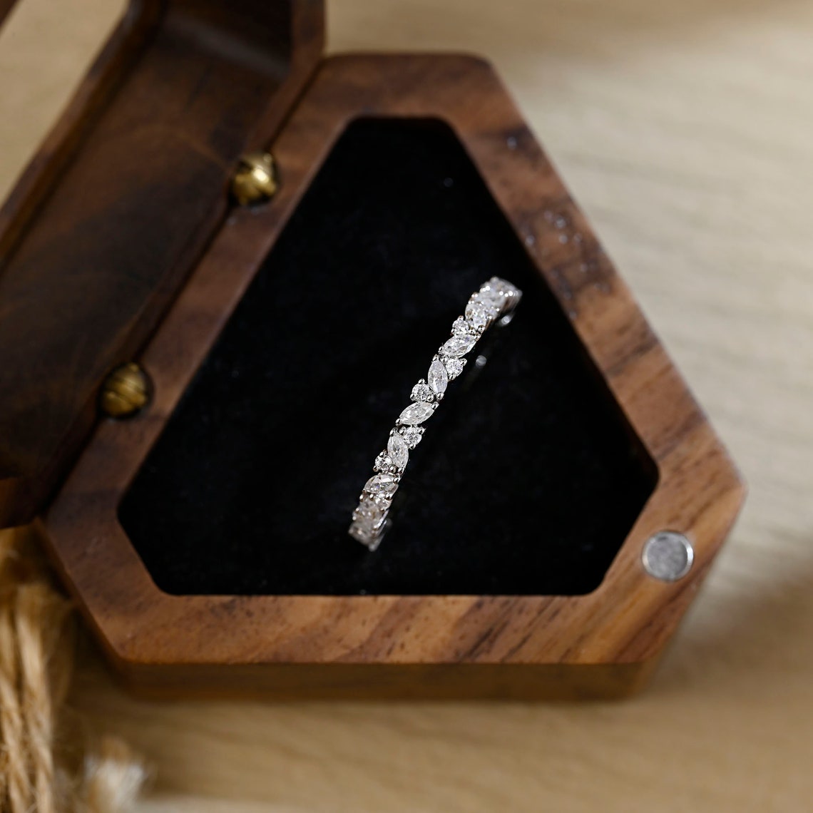 0.3 TCW Round & Marquise Full Eternity Moissanite Wedding Band