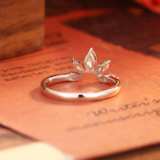 0.15 TCW Marquise Curved Moissanite Wedding Band