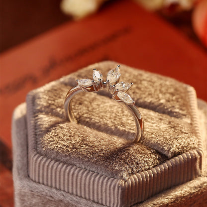 0.15 TCW Marquise Curved Moissanite Wedding Band