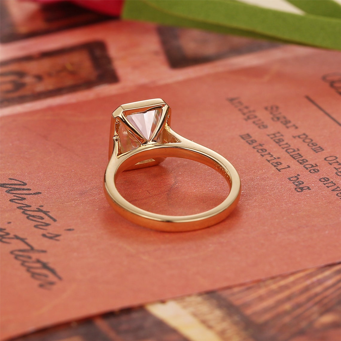 3 CT Radiant Bezel Moissanite Engagement Ring