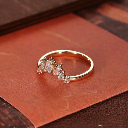 0.15 TCW Marquise Curved Moissanite Wedding Band
