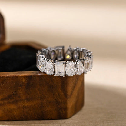 0.4 TCW Oval, Pear & Emerald Full Eternity Moissanite Wedding Band