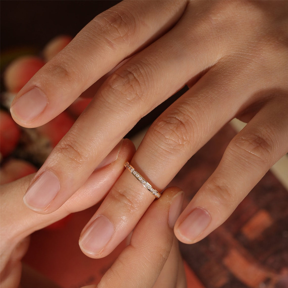 0.2 TCW Round Channel Setting Moissanite Wedding Band