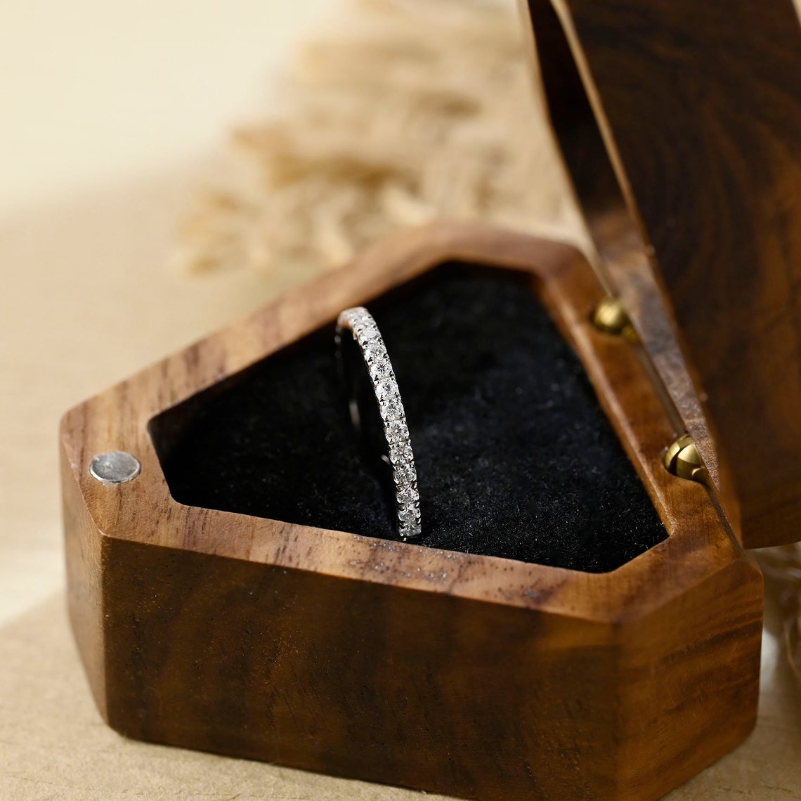 0.6 TCW Round Full Eternity Moissanite Wedding Band