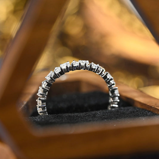 0.9 TCW Heart Full Eternity Moissanite Wedding Band