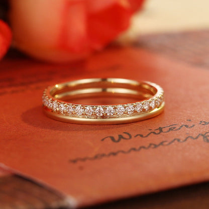 0.3 TCW Round Double Shank & Full Eternity Moissanite Wedding Band