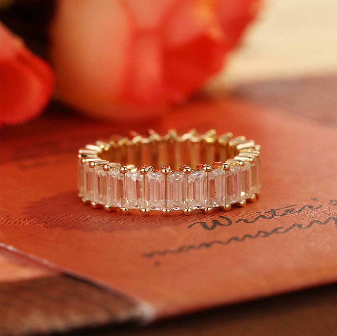 0.5 TCW Baguette & Emerald Full Eternity Moissanite Wedding Band