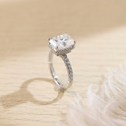 3 CT Radiant Pave Moissanite Engagement Ring