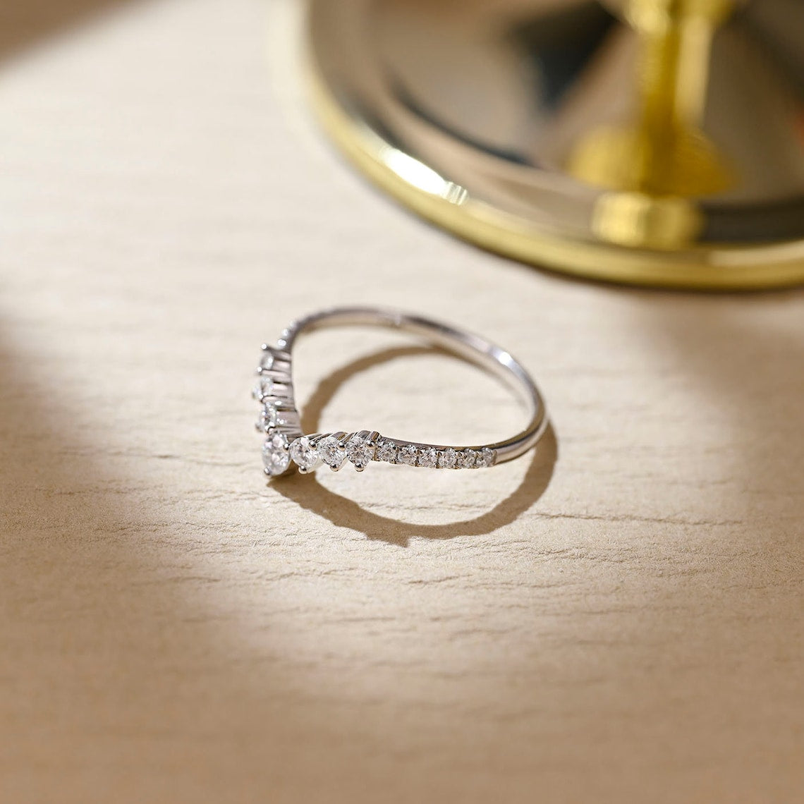 0.5 TCW Round Curved Moissanite Wedding Band