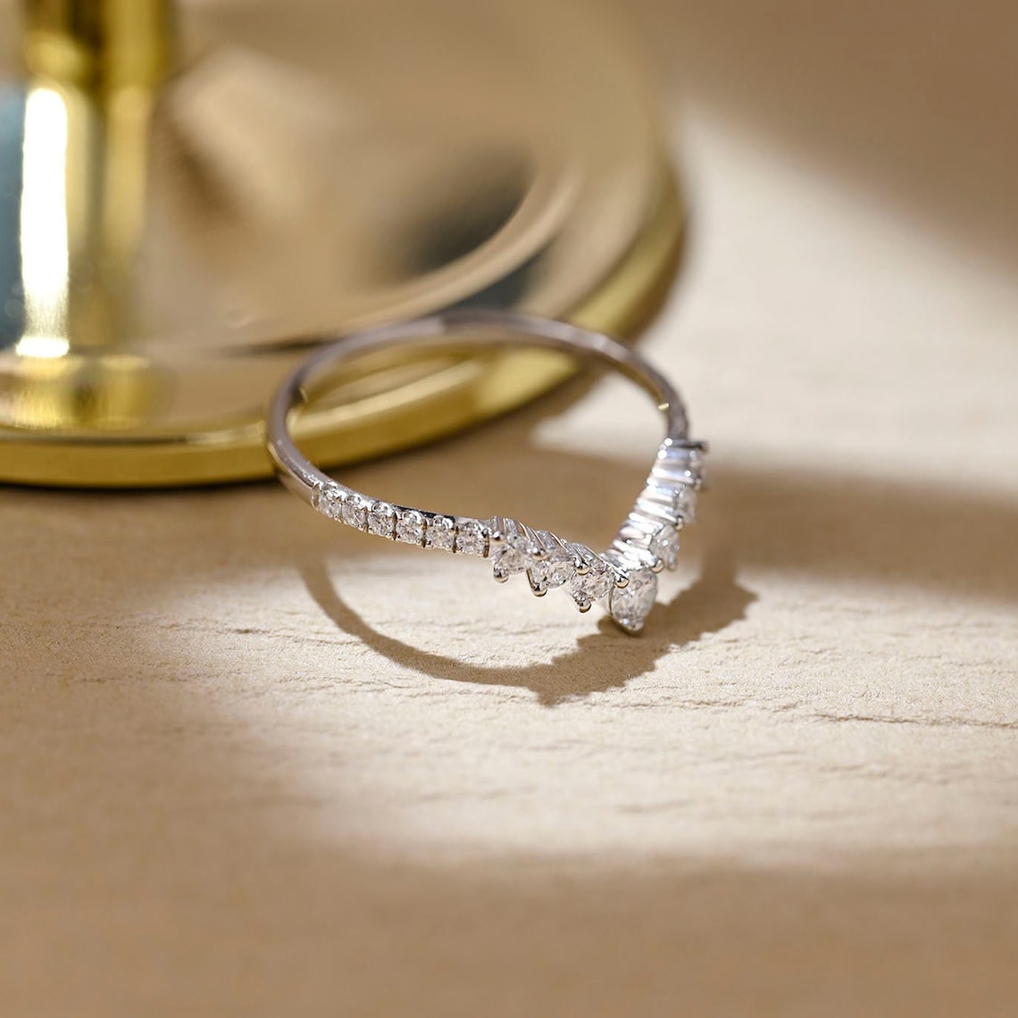 0.5 TCW Round Curved Moissanite Wedding Band