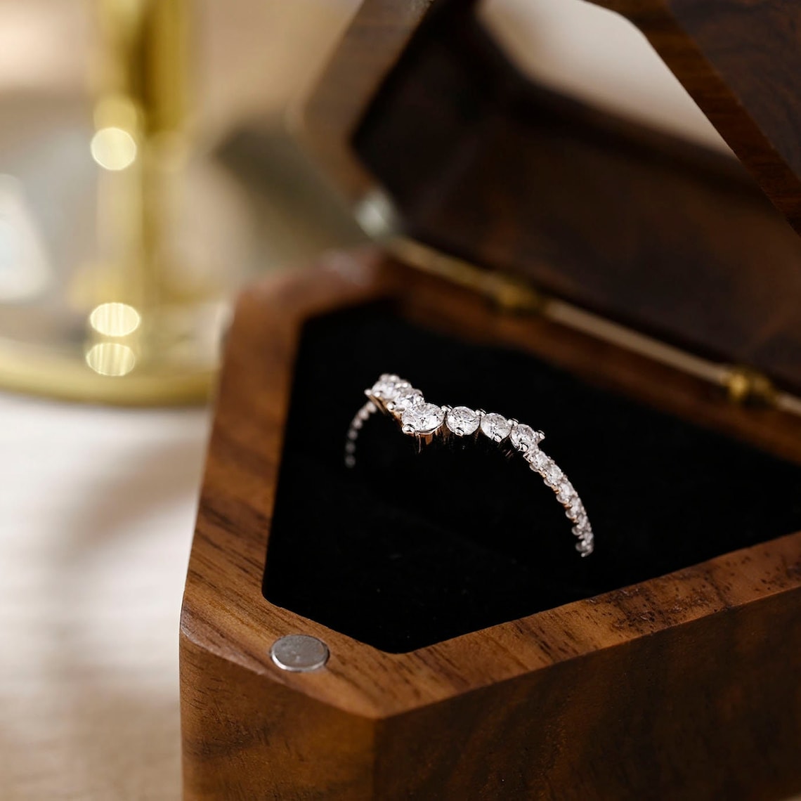 0.5 TCW Round Curved Moissanite Wedding Band