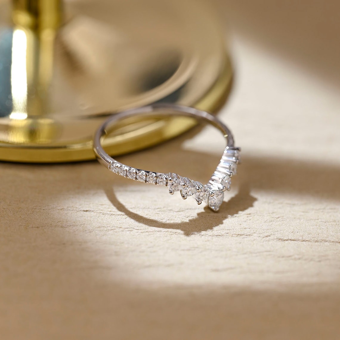 0.5 TCW Round Curved Moissanite Wedding Band
