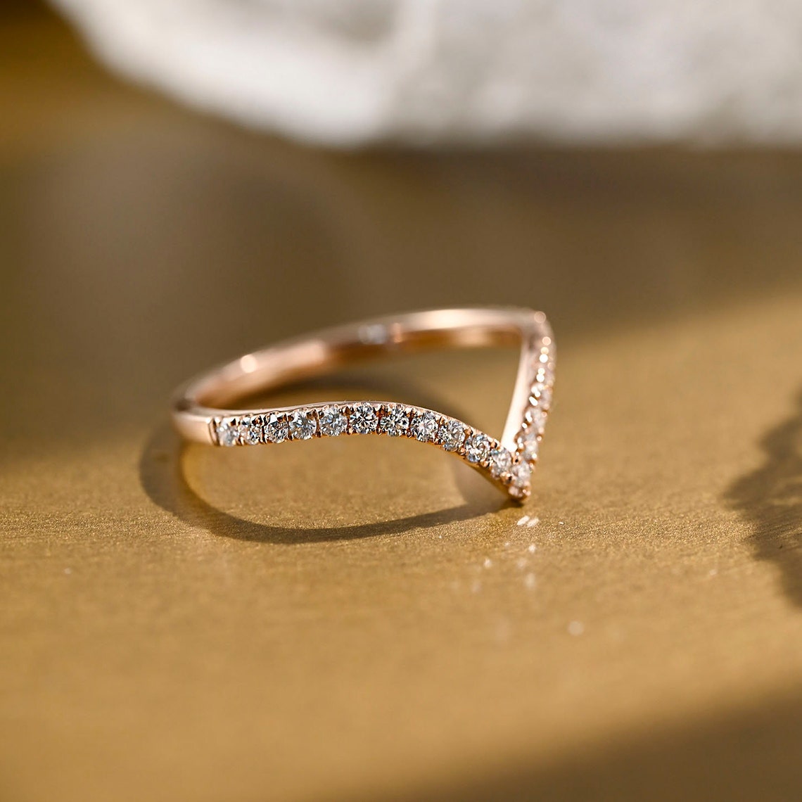 0.3 TCW Round Curved Moissanite Wedding Band