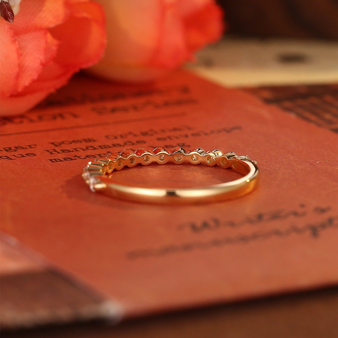 0.2 TCW Round Half Eternity Moissanite Wedding Band