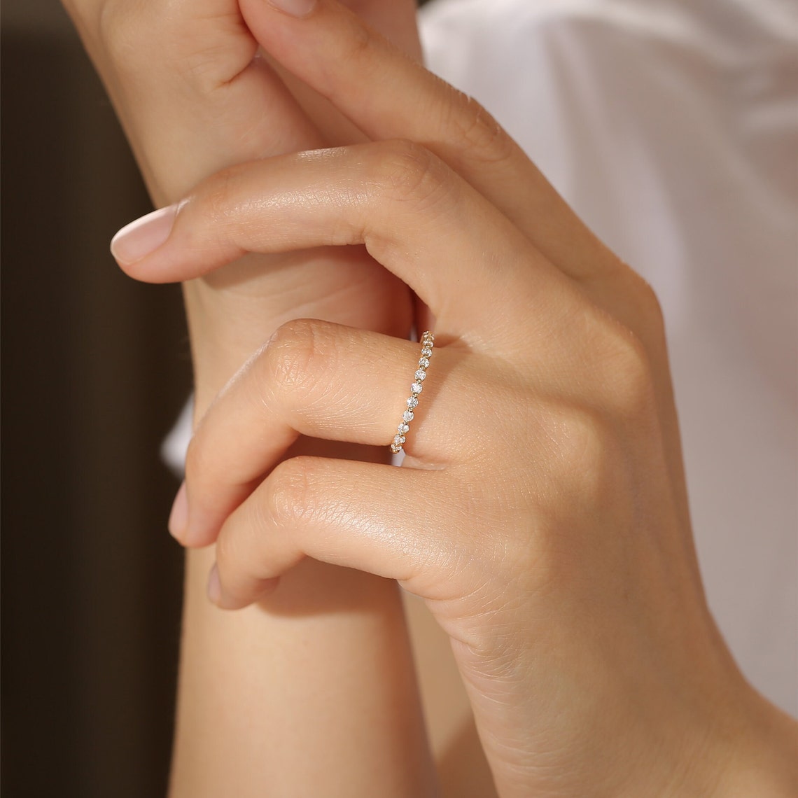 0.2 TCW Round Half Eternity Moissanite Wedding Band