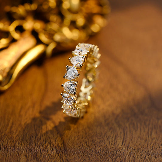 0.6 TCW Heart Full Eternity Moissanite Wedding Band