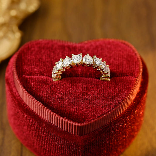 0.6 TCW Heart Full Eternity Moissanite Wedding Band